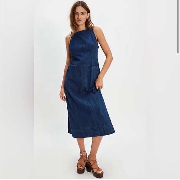 Free People Dresses & Skirts - NWT Free People Dex Denim pocket midi dress Sz XS